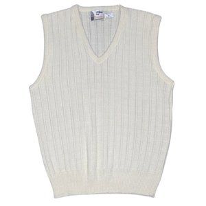LONDON FOG | White Ribbed V-Neck Sweater Vest | Size M